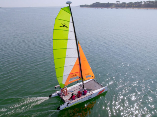 Sailing in the ocean.